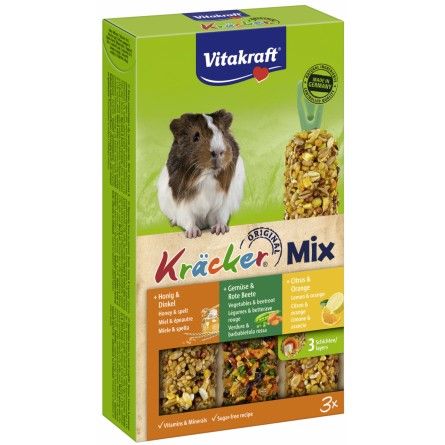 VITAKRAFT - Kräcker Trio-Mix - Honig-Dinkel, Gemüse-Rote Bete und Zitrone-Orange