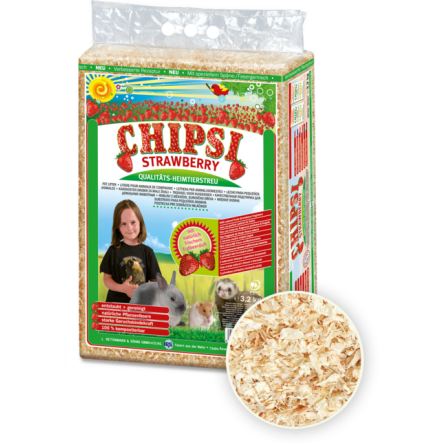 CHIPSI - Erdbeere - Einstreu für Kaninchen und Nagetiere