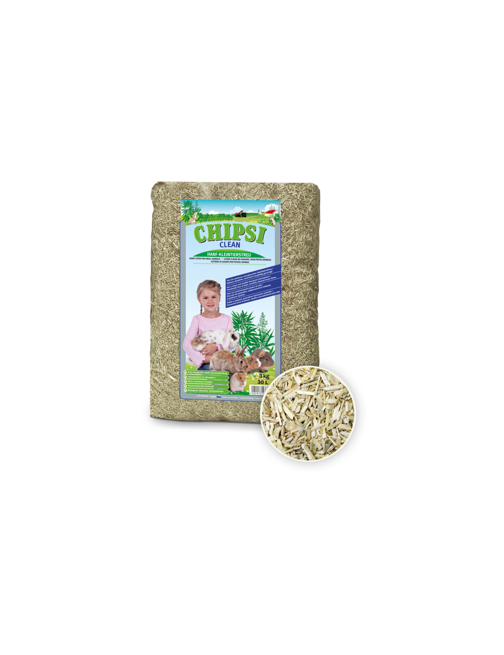 CHIPSI - Clean - Hanfstreu für Kaninchen und Nagetiere