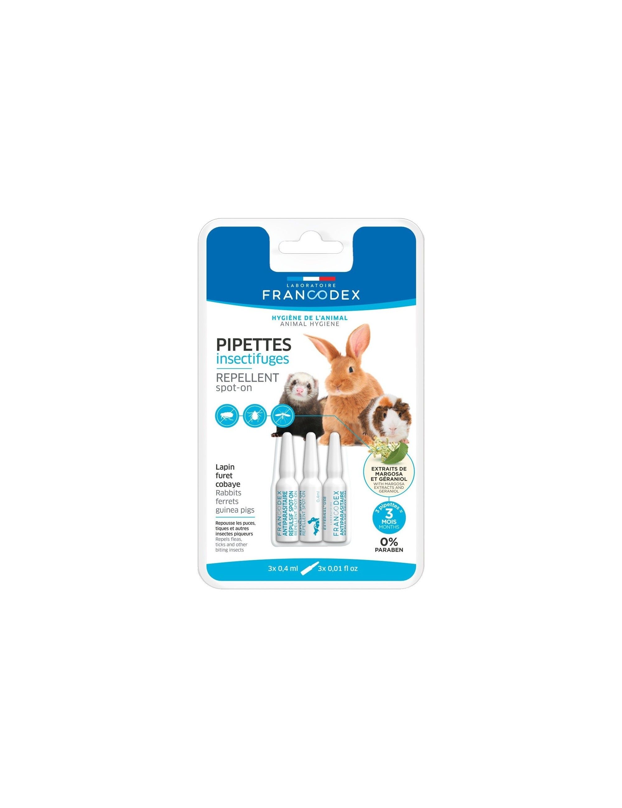 FRANCODEX - Pipettes Insectifuge pour Lapin et Grands Rongeurs