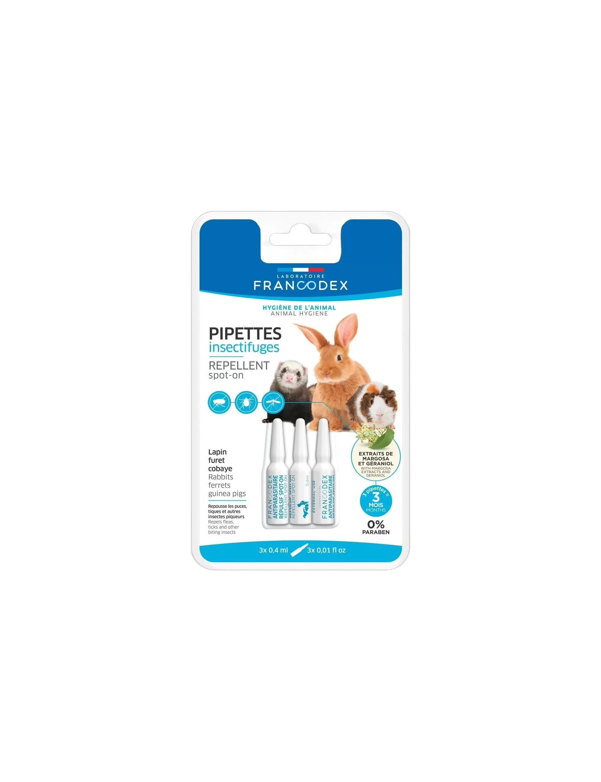 FRANCODEX - Pipettes Insectifuge pour Lapin et Grands Rongeurs