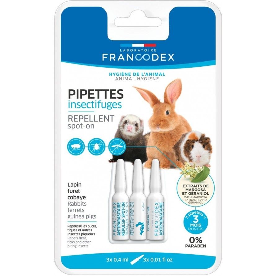 FRANCODEX - Pipetas Repelentes de Insetos para Coelhos e Grandes Roedores