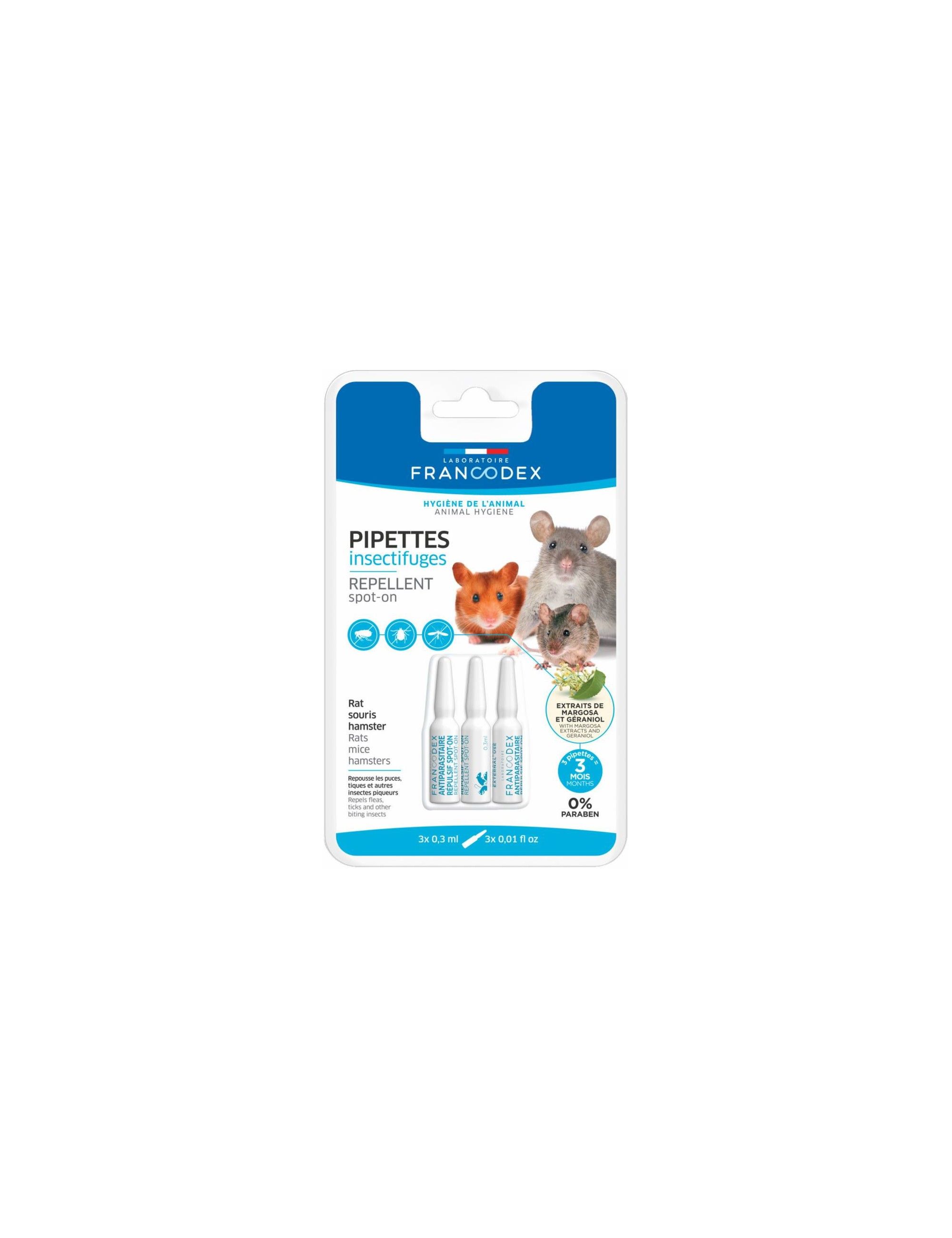 FRANCODEX - Pipettes Insectifuge pour Petits Rongeurs