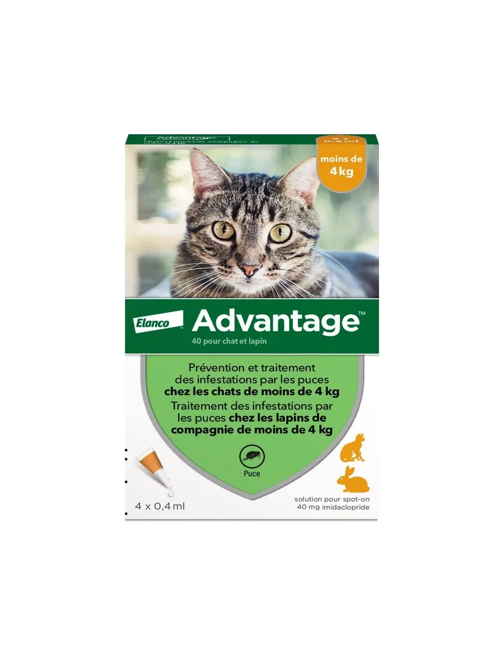 ELANCO - Advantage 40 pour chat et lapin - de 4 kg